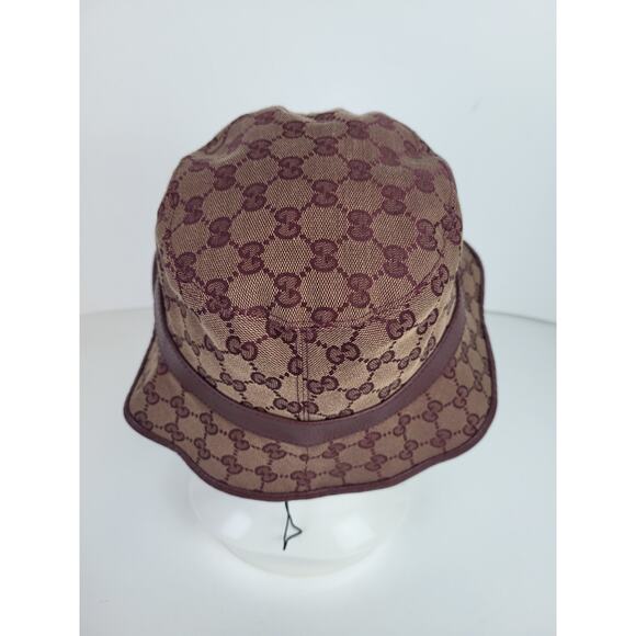 Gucci Burgundy Monogram Canvas Bucket Hat M - Picture 6 of 9